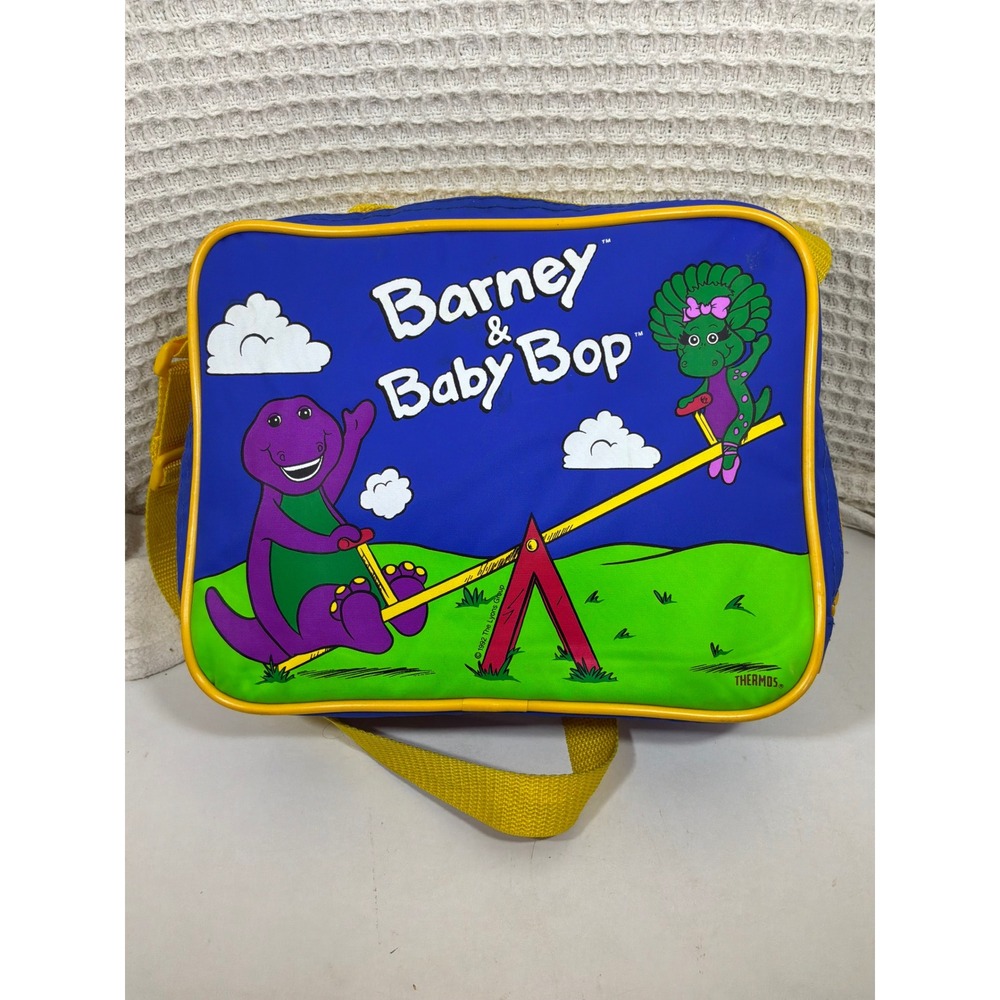 Vintage Kids Barney & Baby Bop Thermos Soft Lunch Box (No Thermos) 1992
